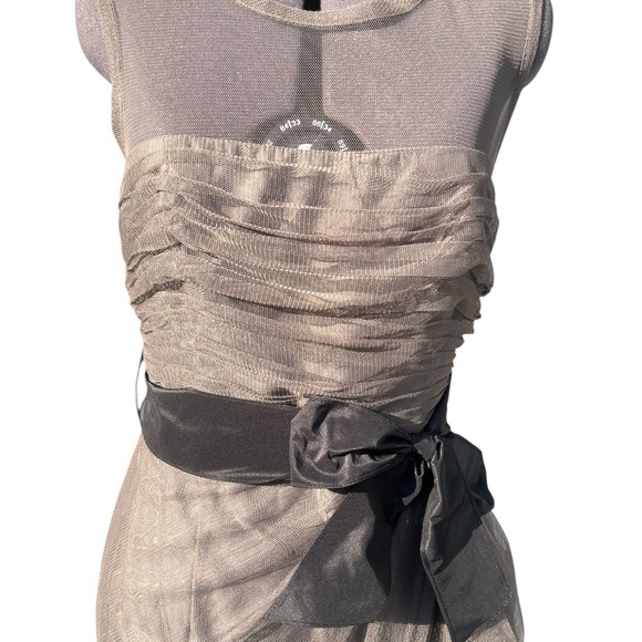 White by Vera Wang Gray Tulle Ruched Cocktail Dress with Sash Size 10 VW361021 - Picture 7 of 7